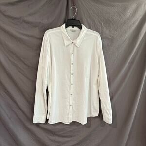 Orvis Linen Blend Shirt Size XXL White Button Down Classic Roll Up Long Sleeve